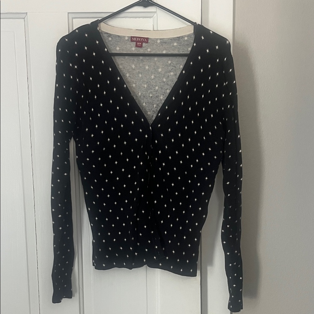 Merona Black Sweater with White Pattern